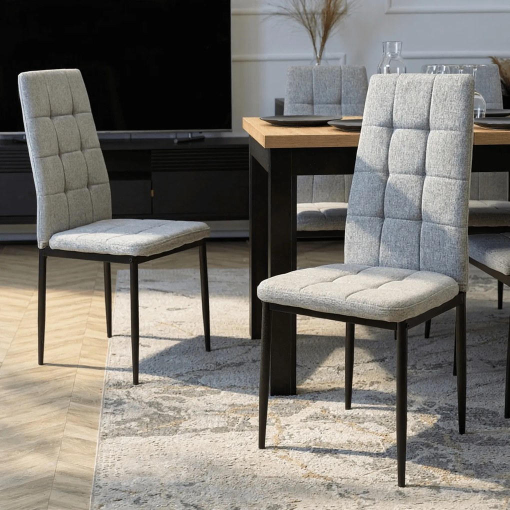 Krzesło Tapicerowane do Jadalni TEX Szare Nowoczesne Loft
