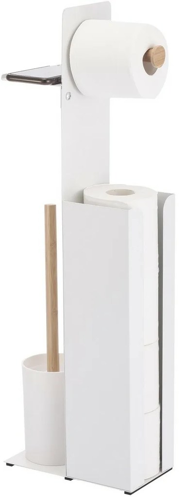 Spirella Stojak na papier toaletowy ze szczotką i uchwytem Yoni 67 x 22 x 12 cm, biały