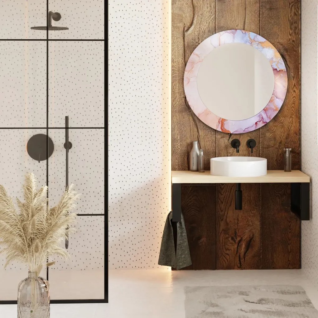 Lustro okrągłe MORENA PINK MARBLE 100cm różowe BALTICA DESIGN