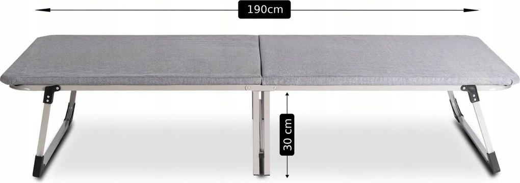 Składane łóżko polowe Veritas - leżanka na ogród, taras, camping, szara