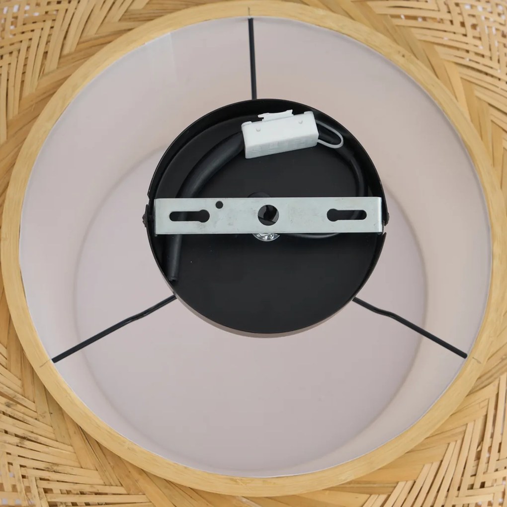 Lampa sufitowa Japandi z bambusa z białym wnętrzem - Liva