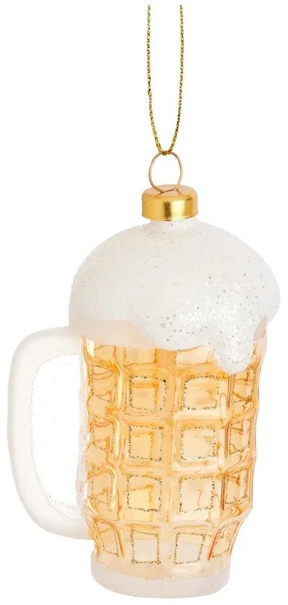 Szklana ozdoba świąteczna wykonana ręcznie 9,5 cm Frothy Beer – Sass & Belle