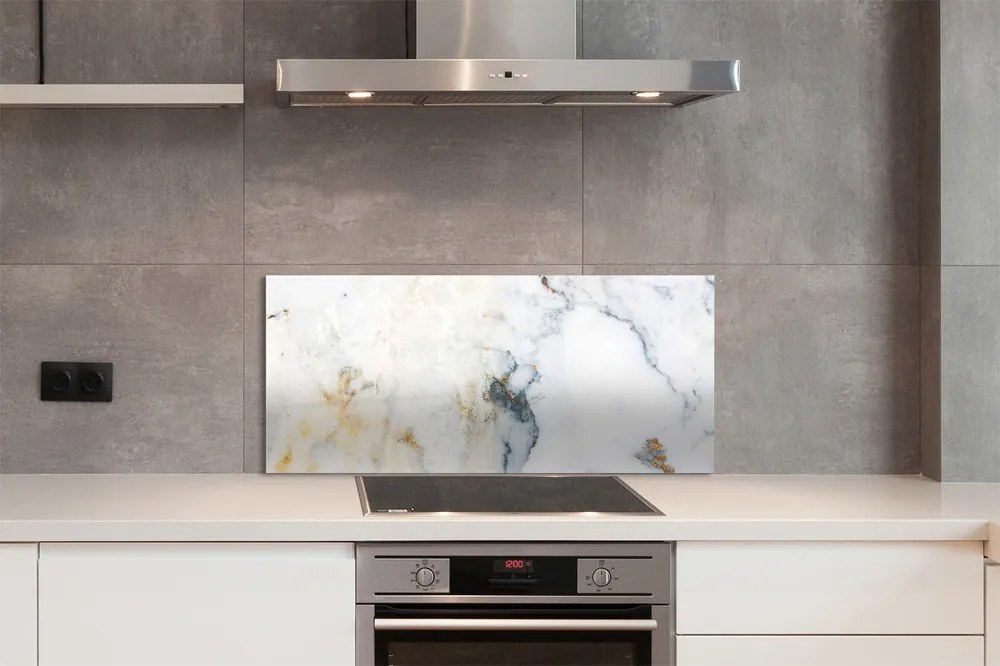 Panel szklany do Kuchni Biały Marmur na Ścianę