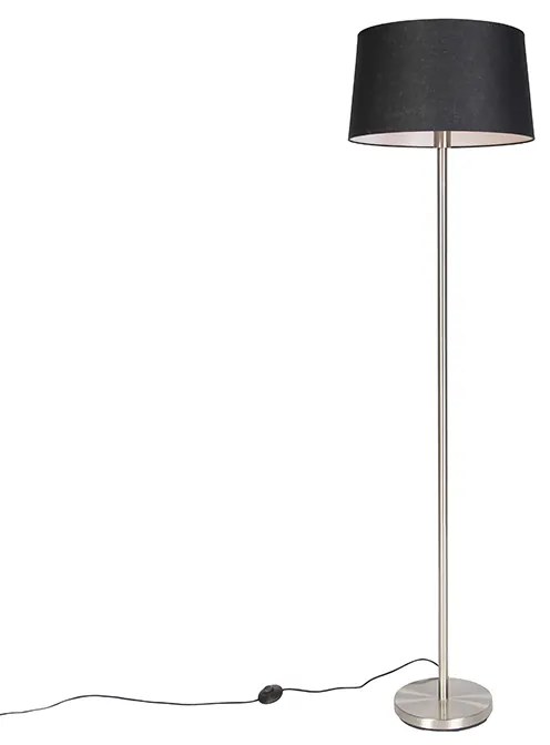 Nowoczesna lampa podłogowa stalowa z czarnym kloszem 45 cm - Simplo Nowoczesny Oswietlenie wewnetrzne