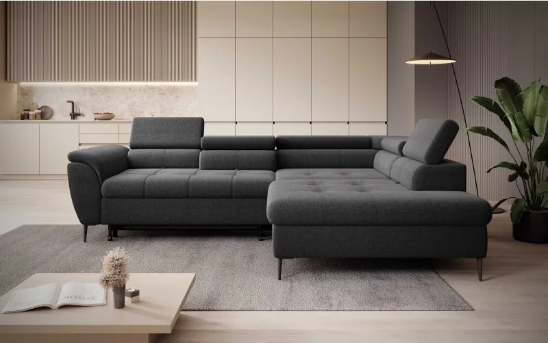 Narożnik TEMPO w układzie L z funkcją spania i pojemnikiem WERSAL