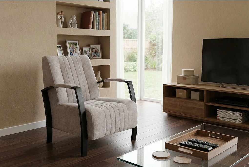 Nowoczesny fotel Looft w kolorze kremowym-ponadczasowy styl