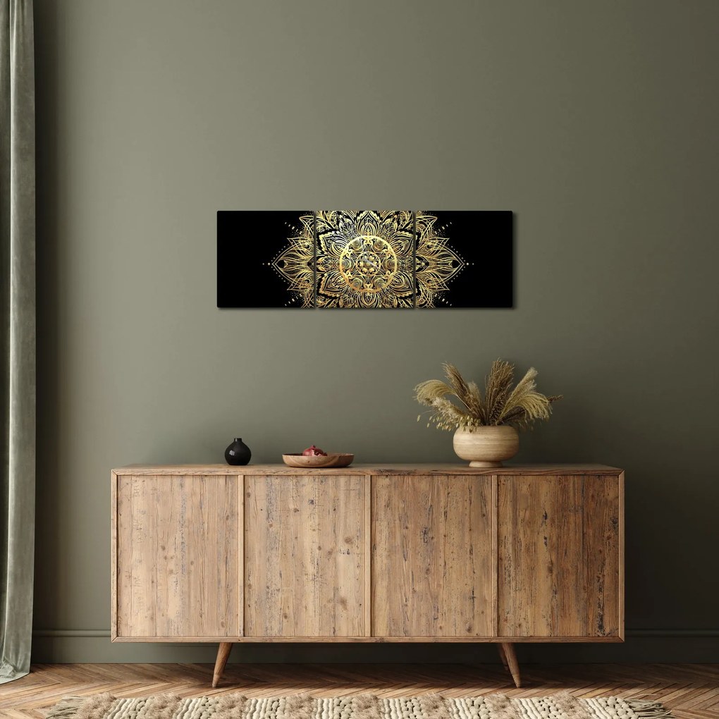 Obraz - Mandala bogactwa (z zegarem) (90x30 cm)