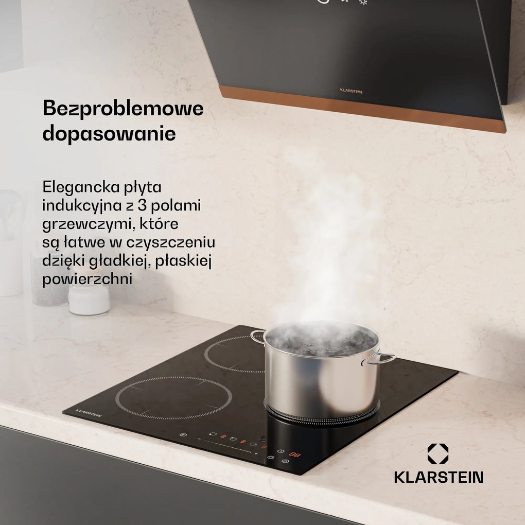 Klarstein Delicatessa 45cm Płyta Indukcyjna 3 Strefy Gotowania Czarny