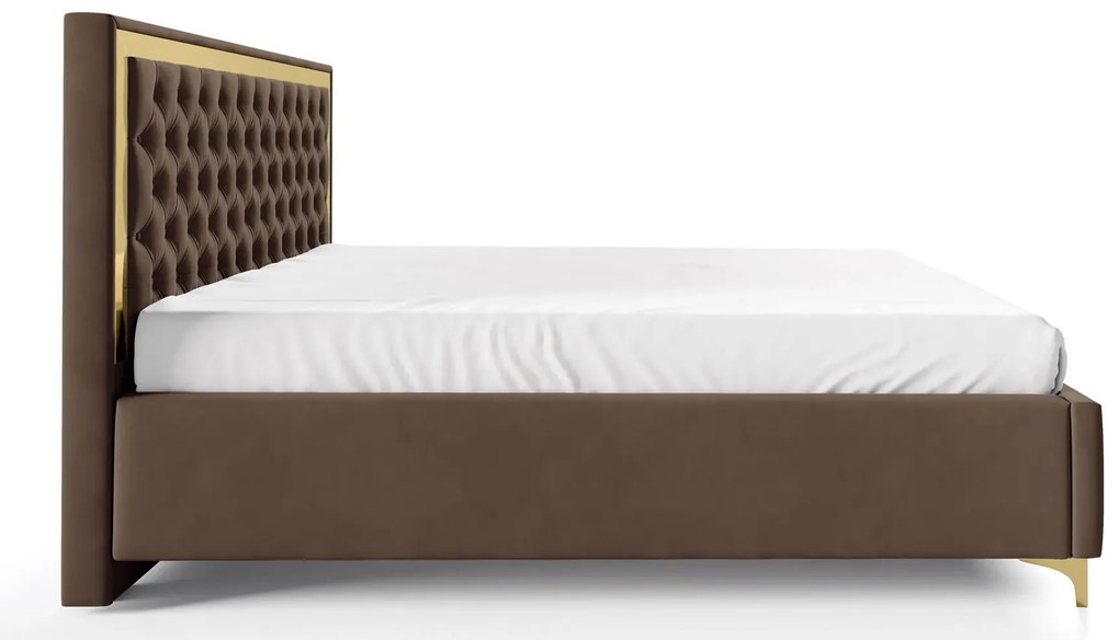 Brązowe łóżko pikowane w stylu glamour  Z9-T94