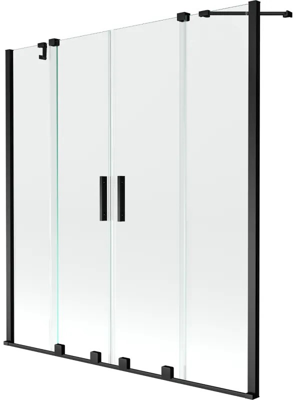 Mexen Velar Duo parawan nawannowy 2-skrzydłowy rozsuwany 140 x 150 cm, transparent, czarny - 896-140-000-02-70