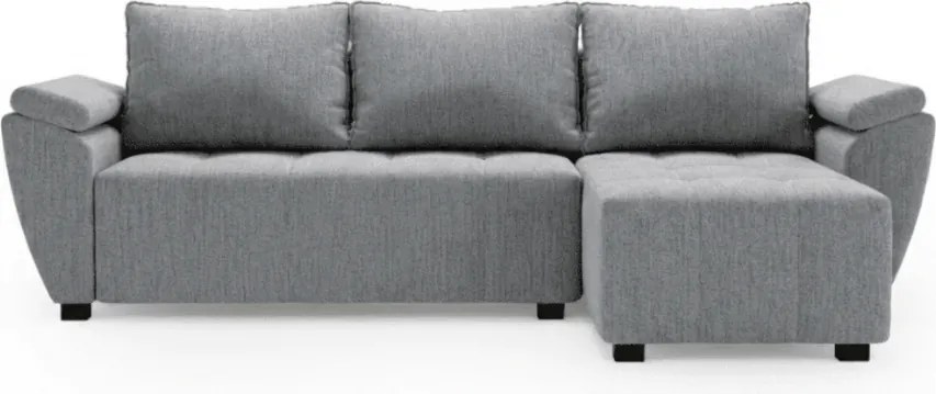 Rozkładana narożna sofa LIVARO 251x140 cm, jasnoszara, uniwersalna