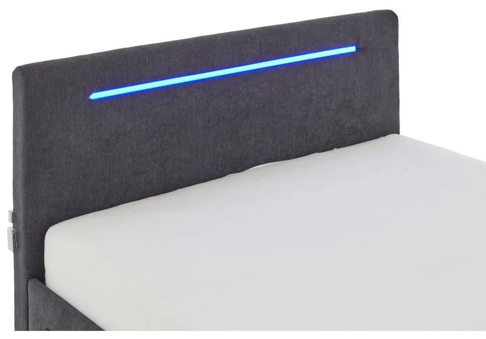 Ciemnoszare tapicerowane łóżko dziecięce ze schowkiem i stelażem 140x200 cm Circle – Meise Möbel