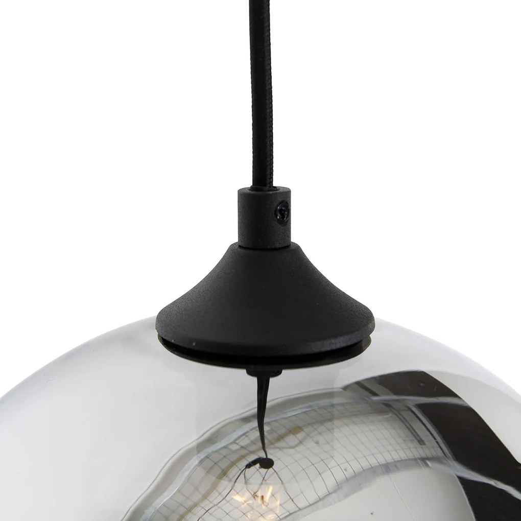 Lampa wisząca w stylu art deco czarna z dymionym szkłem - Wallace ArtDeco Oswietlenie wewnetrzne