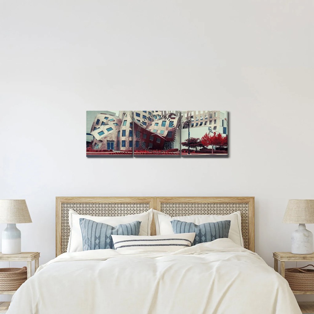 Obraz - budynek architektoniczny (z zegarem) (90x30 cm)