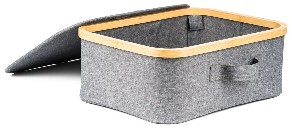 Pojemnik do przechowywania G21 40 x 30 x 15 cm, bambusowy z pokrywką, szary