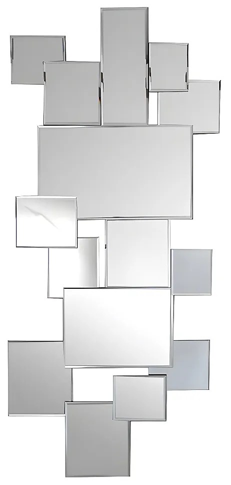 Lustro ścienne AROL o dekonstrukcyjnej formie – 120 × 2 × 53 cm – stal nierdzewna i MDF – kolor srebrny