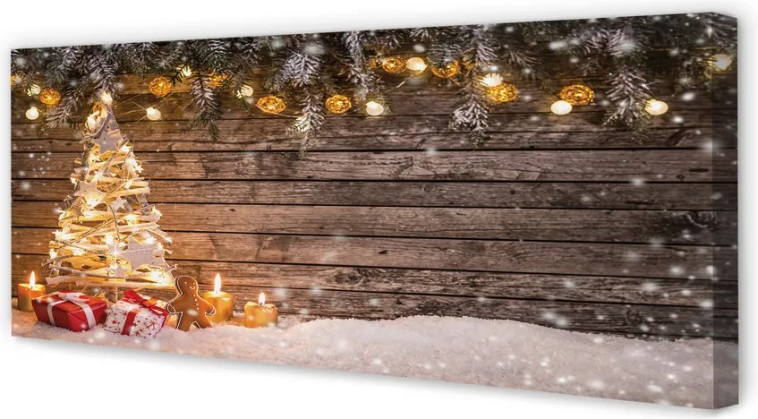 Fotoobraz na płótnie Choinka, Śnieg i Dekoracje