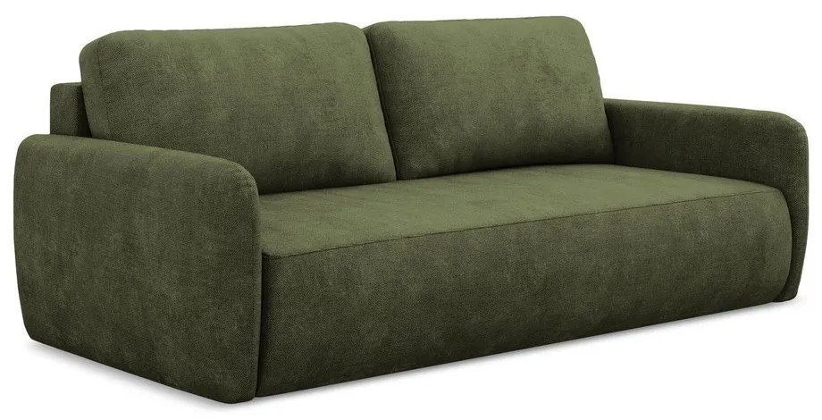Zielona rozkładana sofa z tkaniny szenilowej ze schowkiem 218 cm Lilo – Makamii
