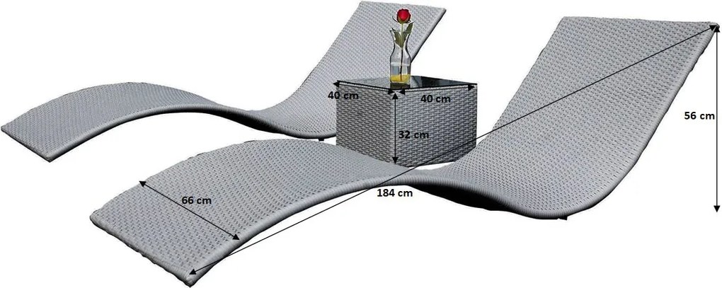 Szare leżanki ogrodowe ze stolikiem Successo