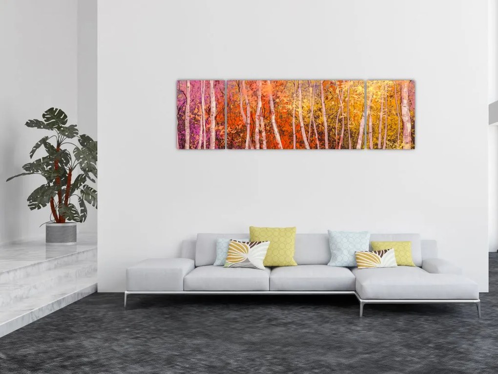 Obraz kolorowego lasu (170x50 cm)