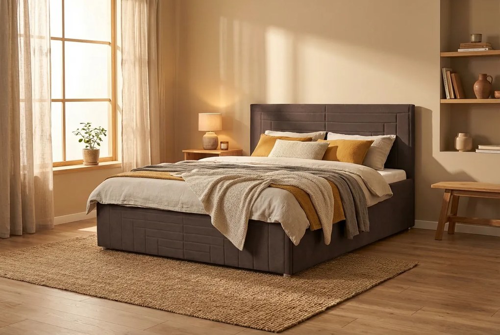 Łóżko FILI 160x200 cm Brąz Bez materaca