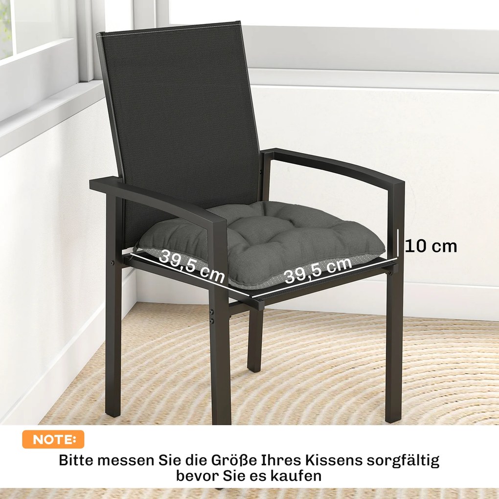 Outsunny Zestaw 4 poduszek na krzesła 39,5 x 39,5 x 10 cm z paskami, antypoślizgowe poduszki do użytku wewnętrznego i zewnętrznego | Aosom PL