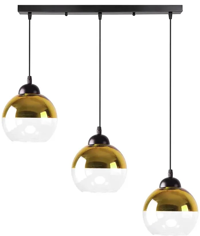 Nowoczesna potrójna lampa wisząca ze złotymi kloszami - D238 M5-F31