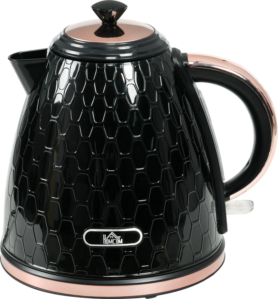 HOMCOM Czajnik, 2200W, okno widokowe, filtr, szybki czajnik, Czarny