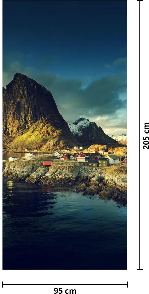 Fototapeta na drzwi - Wioska rybacka w Norwegii (95x205cm)