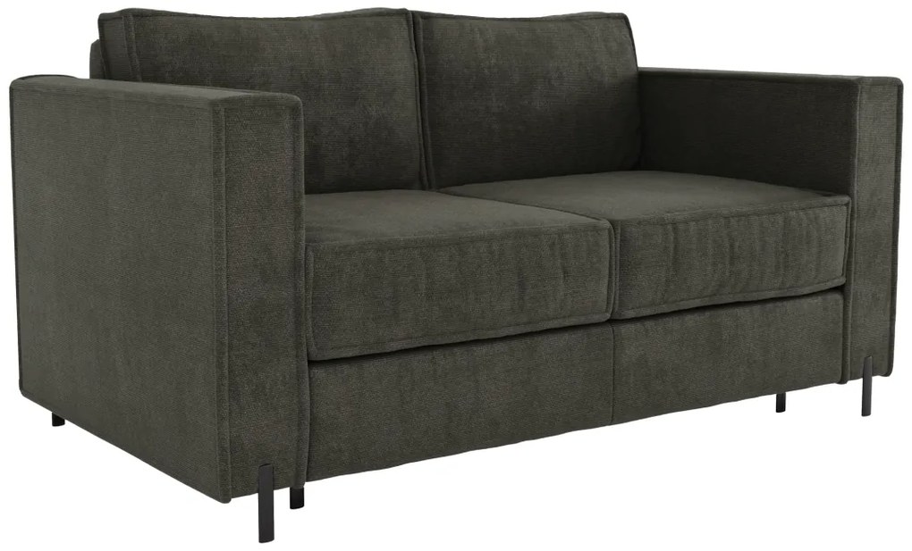 Kanapa 3-osobowa rozkładana typu express z zieloną teksturowaną tapicerką - Miejsce do spania 140 cm - Materac 20 cm - ELORYA