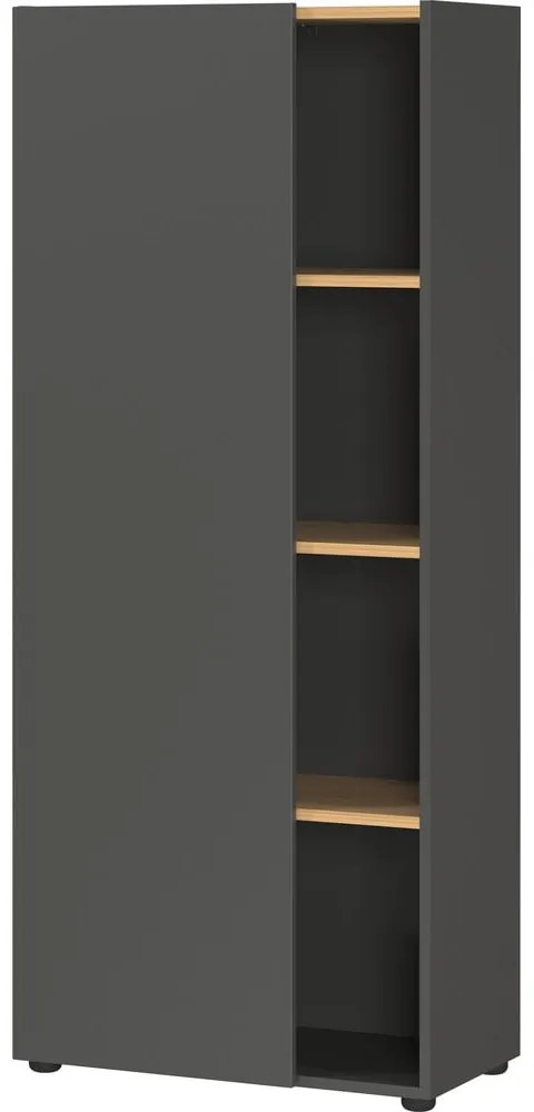Antracytowy regał w dekorze dębu 61x145x34 cm Adrano – Germania