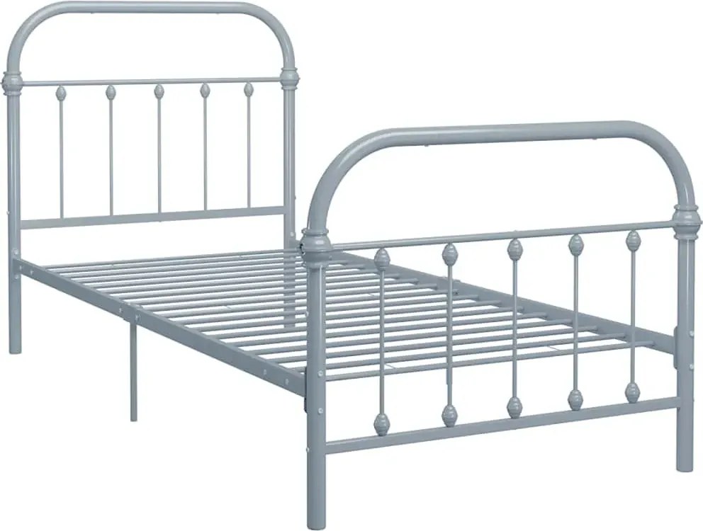 Szare metalowe łózko pojedyncze 90x200 cm N9-Z76