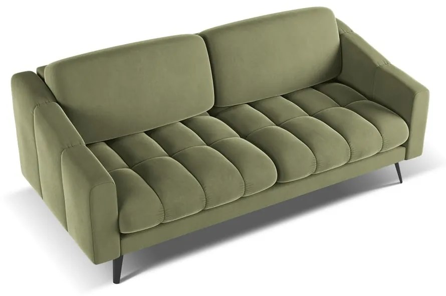 Zielona aksamitna sofa 202 cm Nalu – Makamii