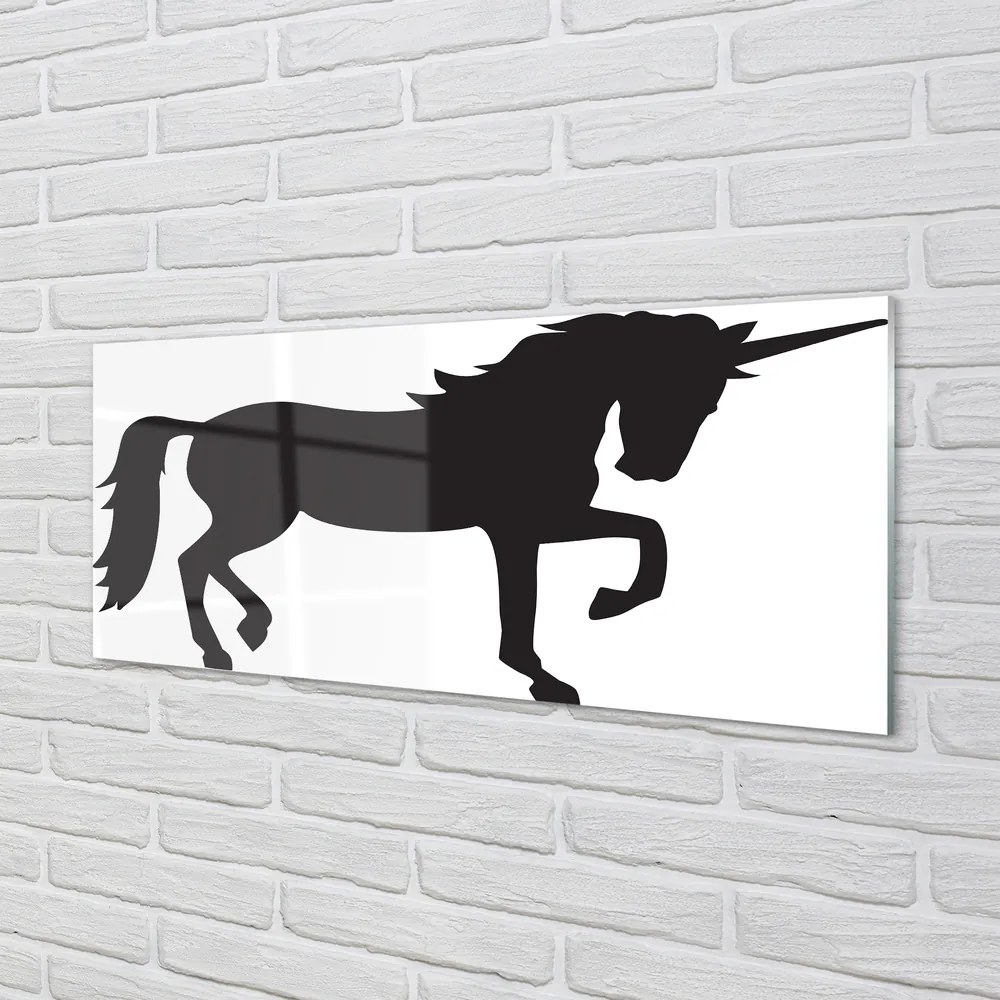 Panel szklany do Kuchni Mistyczny Czarny Jednorożec