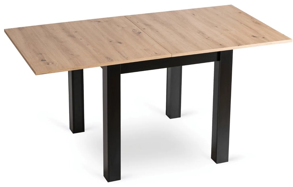 Zestaw Stół Kwadratowy Rozkładany MAX 80-160 cm Dąb Craft/Czarny i 6 Krzeseł Tapicerowanych CHRIS Czarnych Nowoczesnych