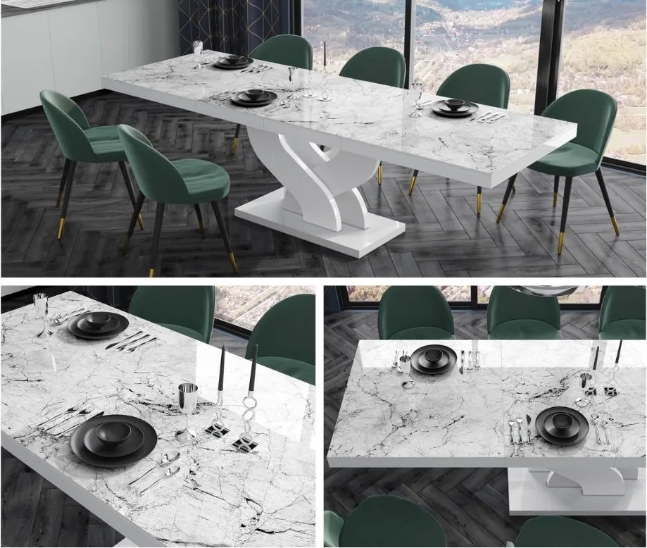 Stół rozkładany z marmurowym blatem Bella Hubertus marmur połysk