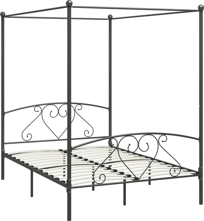 Szare metalowe łóżko z baldachimem 180x200 cm K2-W72