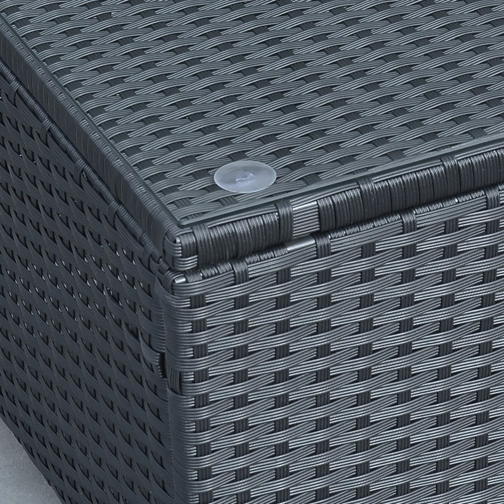 Outsunny Stolik Boczny Ogrodowy z Technorattanu Czarny Praktyczny Design 85x50x39cm | Aosom PL