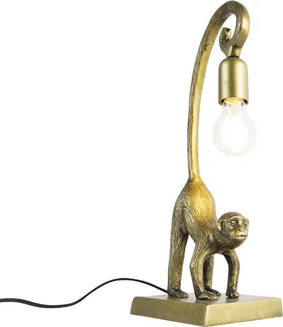 Stylowa lampa stołowa mosiądz - Animal Monkey Hale