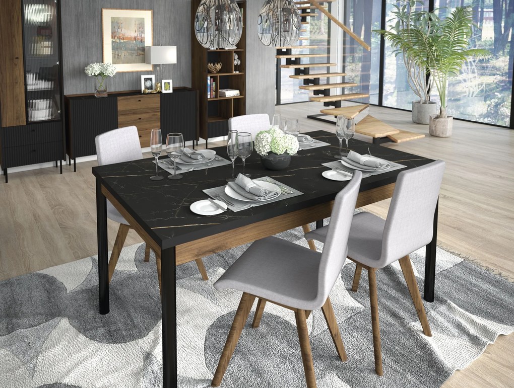Stół KREON 90 cm do Salonu Jadalni, Rozkładany, Prostokątny, Brązowy