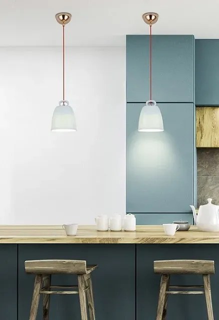 Niebieska lampa wisząca z ceramicznym kloszem - 5X V012 E1-Z15