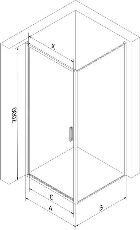 Mexen Exo kabina prysznicowa uchylna 70 x 70 cm, transparent, czarna - 817-070-070-70-00