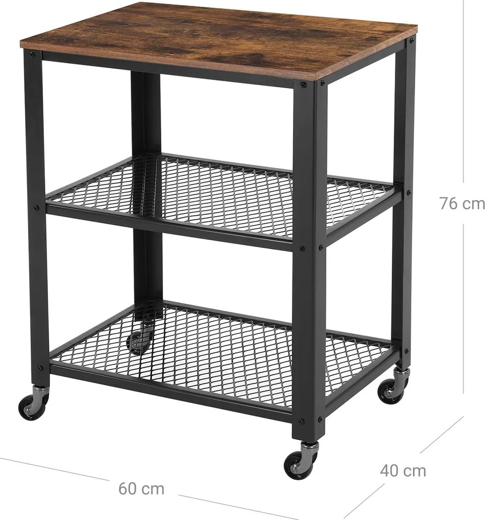 Stolik pomocniczy na kółkach TAYLOR 60x40 cm, rustykalny brązowy