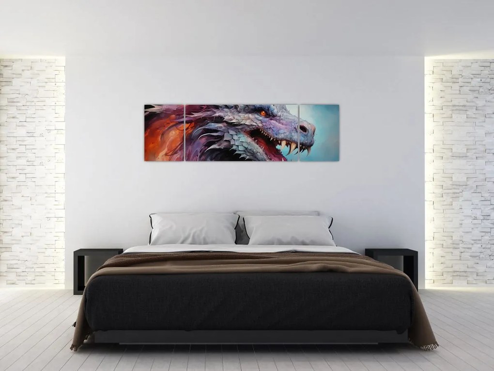 Obraz - Ilustracja przedstawiająca smoka (170x50 cm)