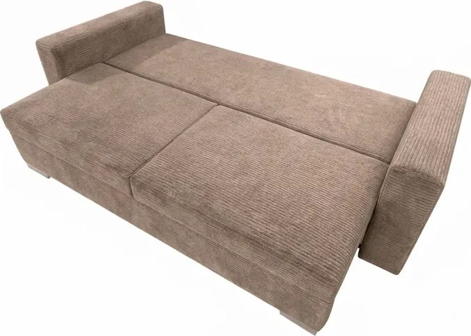 Sofa z Funkcją Spania DRAVOS Ciemnobeżowa Sztruksowa Japandi
