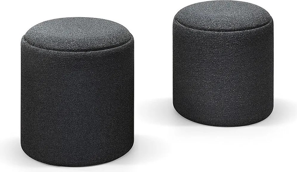 Zestaw 2 puf z szarej tkaniny i drewna, z możliwością przekształcenia w stolik kawowy - BERGEN