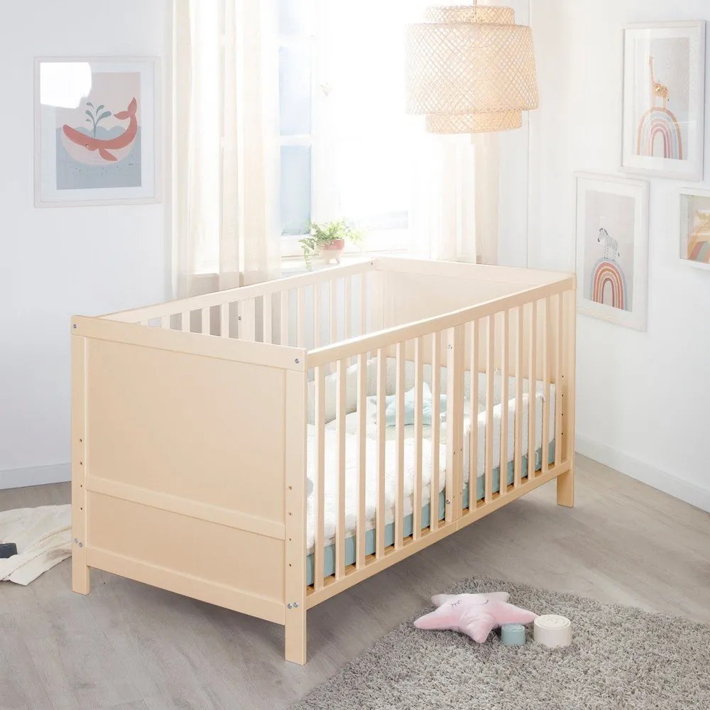 Łóżeczko z regulowaną wysokością w naturalnym kolorze 70x140 cm Easy Sleep – Roba