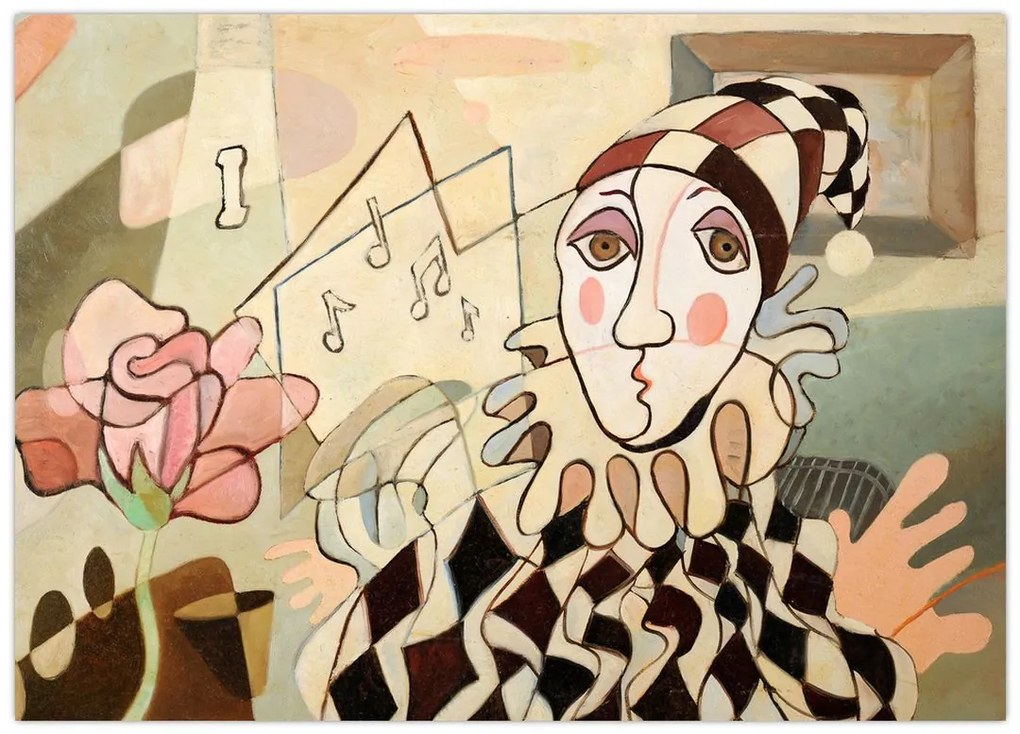 Obraz na szkle - Kubizm - harlequin and rose (70x50 cm)