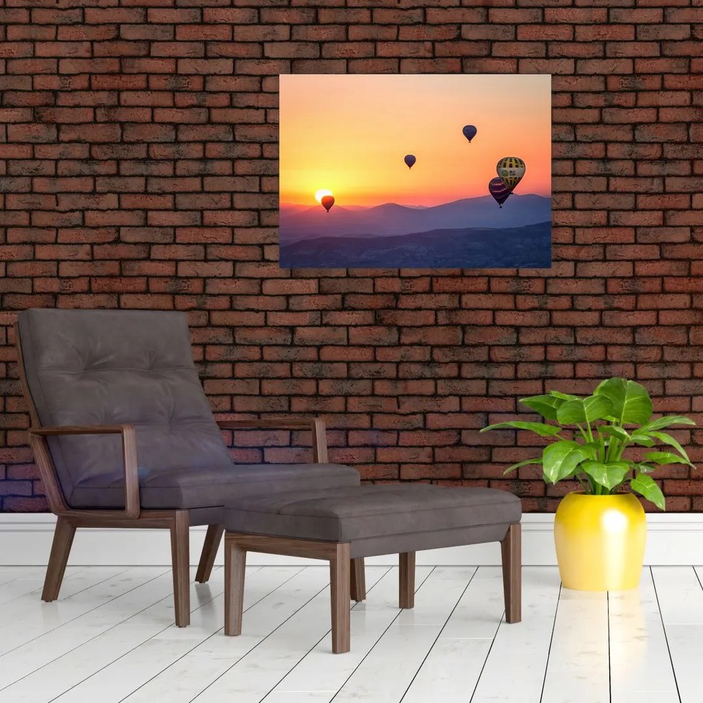 Obraz na szkle - balony na ogrzane powietrze (70x50 cm)