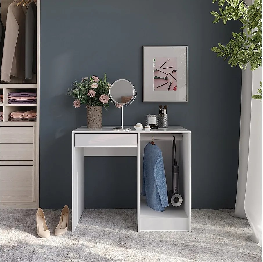 Stół do toalety biały/biały wysoki połysk 89.8x50.1x76 sherry